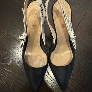 Dior Black and White Slingback Heels